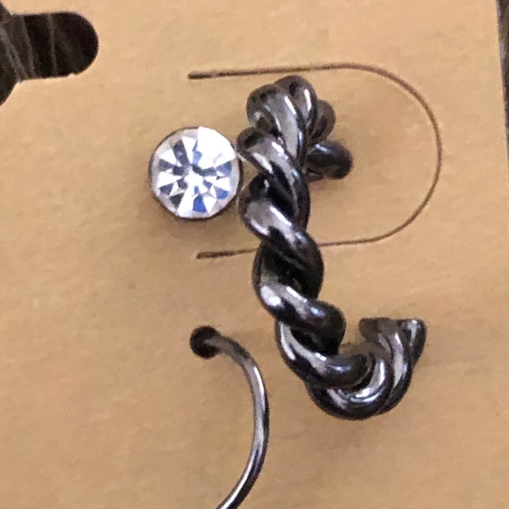 Chrome tone set of 3 pierced earrings